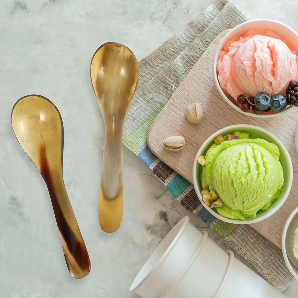 5 Pcs Formula Natural Horn Coffee Scoop Ice Cream (set 5) Spoons Buffalo Caviar Horns Tea