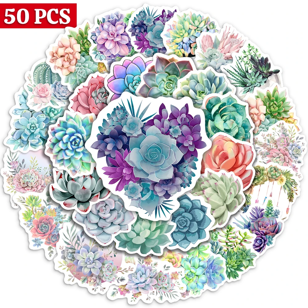 Succulent Series Stickers Green Plants DIY Skateboard Laptop Luggage Fridge Cup Bike Motorcycle Phone PVC Waterproof Child Toys