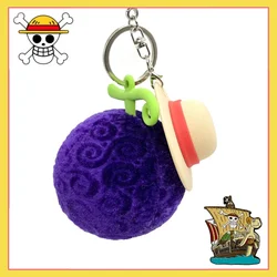 Anime One Piece Demon Devil Fruit Toys Keychains Pendant Keyring Luffy Rubber Fruit Backpack Pendant Key Chain Toys Best Gifts