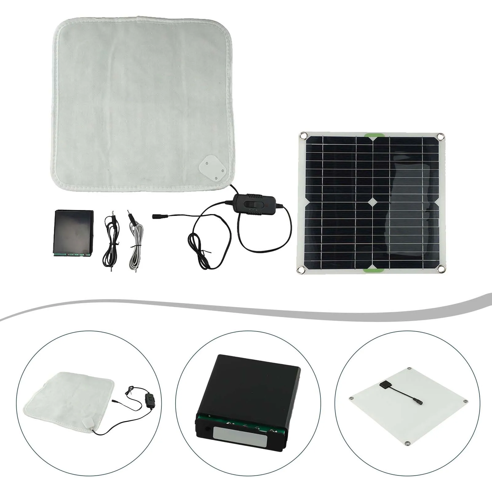 50WSolar Heating Pad Electric Carpet Foot Warmer With Energy Storage Box Adjustable Temperature For Pet Shoes Winter Home Garden