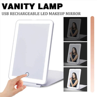 Portable Foldable Travel Makeup Mirror With Led Light Infinite Dimming Bedroom Vanity Mirrors Usb Rechargeable Make Up Tools
