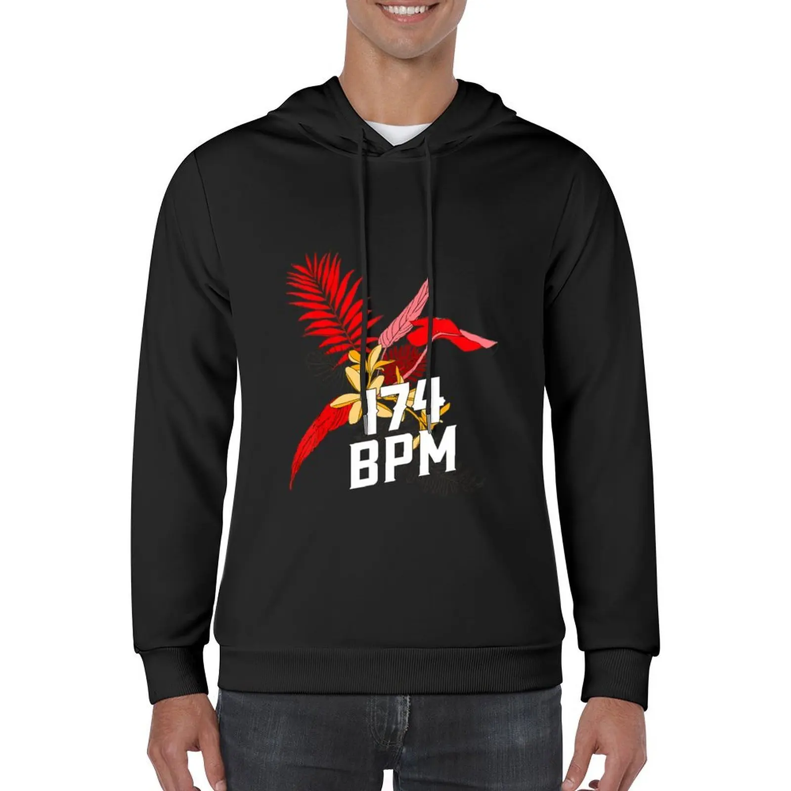 174 BPM DnB الموسيقى Junglist الاستوائية زهرة طبل N باس تي شيرت هوديي الرجال قميص العرق بلوزة رجالي هوديي