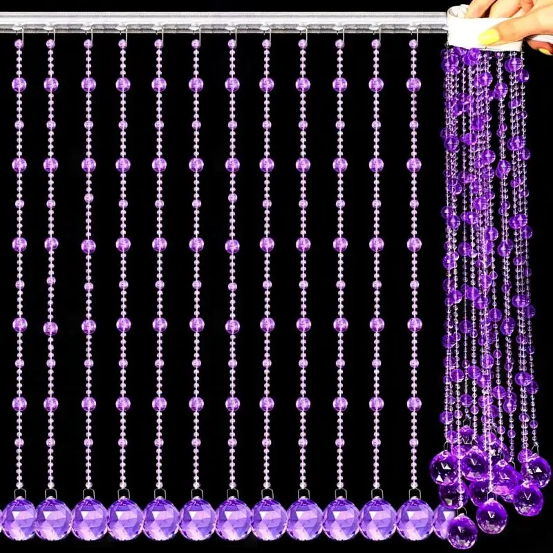 19Strings Artificial Crystal Beaded Curtain & 1M Width Velcro Multicolor Hanging Doorway Decoration Room Divider Customized