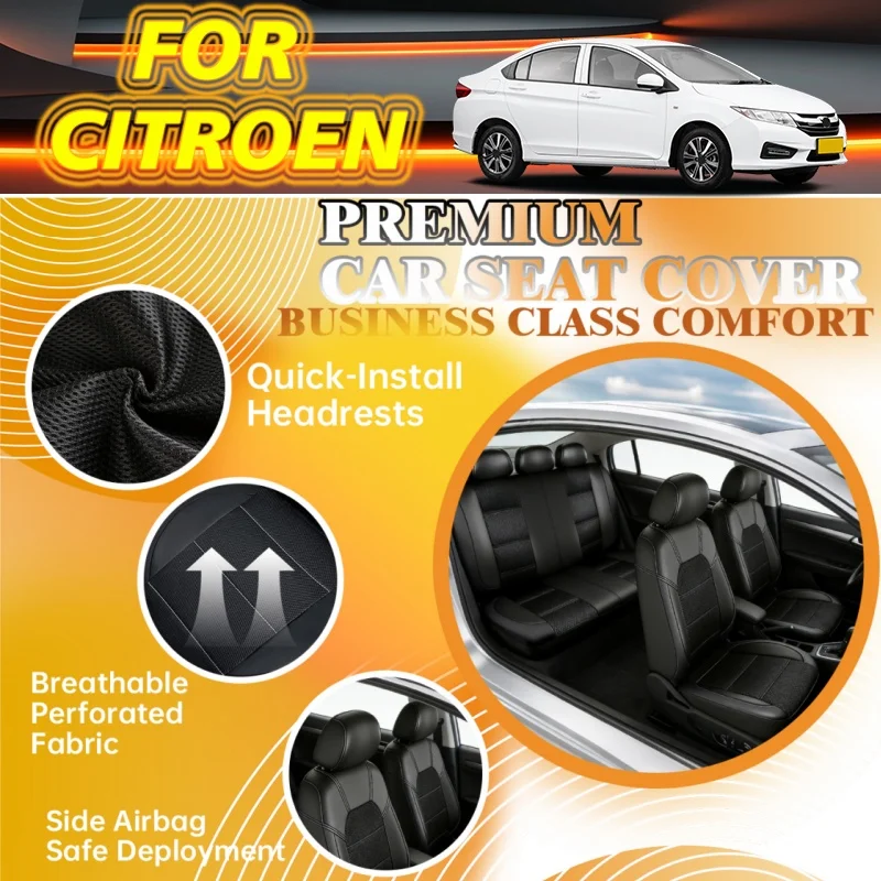 Breathable car seat cover For Citroen Brand, breathable and ventilated, suitable for all seasons, suitable for long-distance use