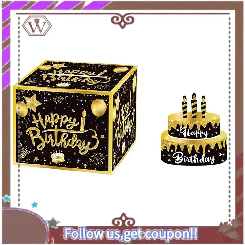 ABBG-caja de dinero para efectivo, caja de dinero de cumpleaños, juego de regalo con tarjeta de cumpleaños y bolsas adhesivas, duradera, color negro