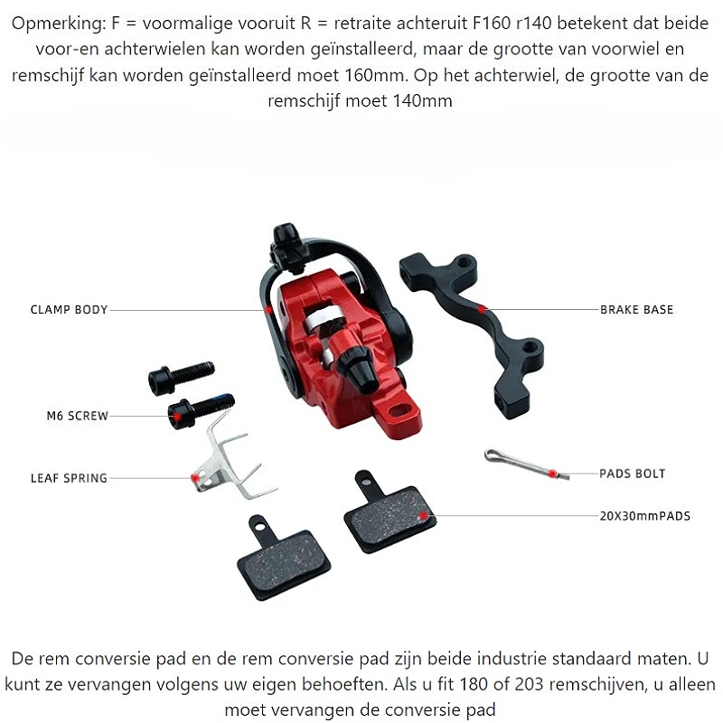 ZOOM Xe Đạp Phanh Đĩa Xe Đạp Phanh Đĩa Cơ Khí Đôi Phanh Phanh Đĩa Xe Má Phanh Xe Đạp Phần
