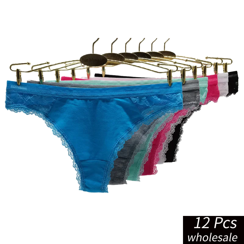 

Alyowangyina 12 Pcs/lot Wholesale Women Intimates Panties Solid Color Underpants Soft Cotton Underwear Briefs Thong #87425