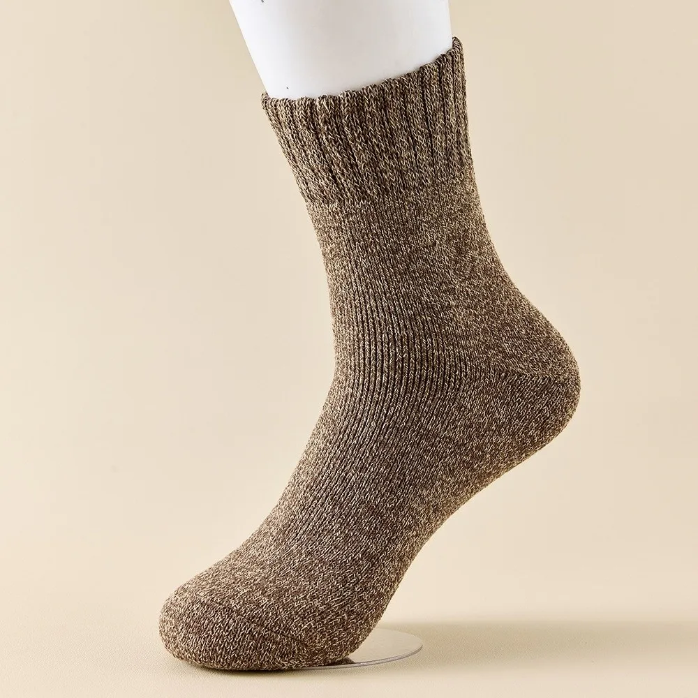 5 paia di calzini invernali addensati traspiranti calzini da uomo semplici in tinta unita calzini caldi a tubo centrale resistenti al freddo da uomo ragazzo