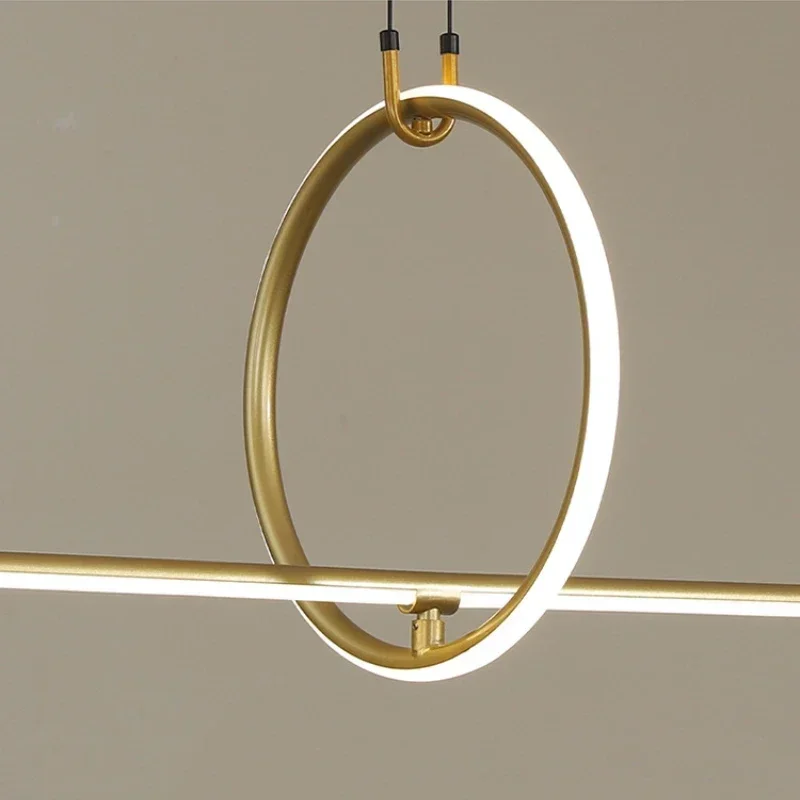 Modern Stylish Gold Black Dining Geometric Pattern LED Pendant Light Art Indoor Lamp for Living Room Home Decoration Chandeliers