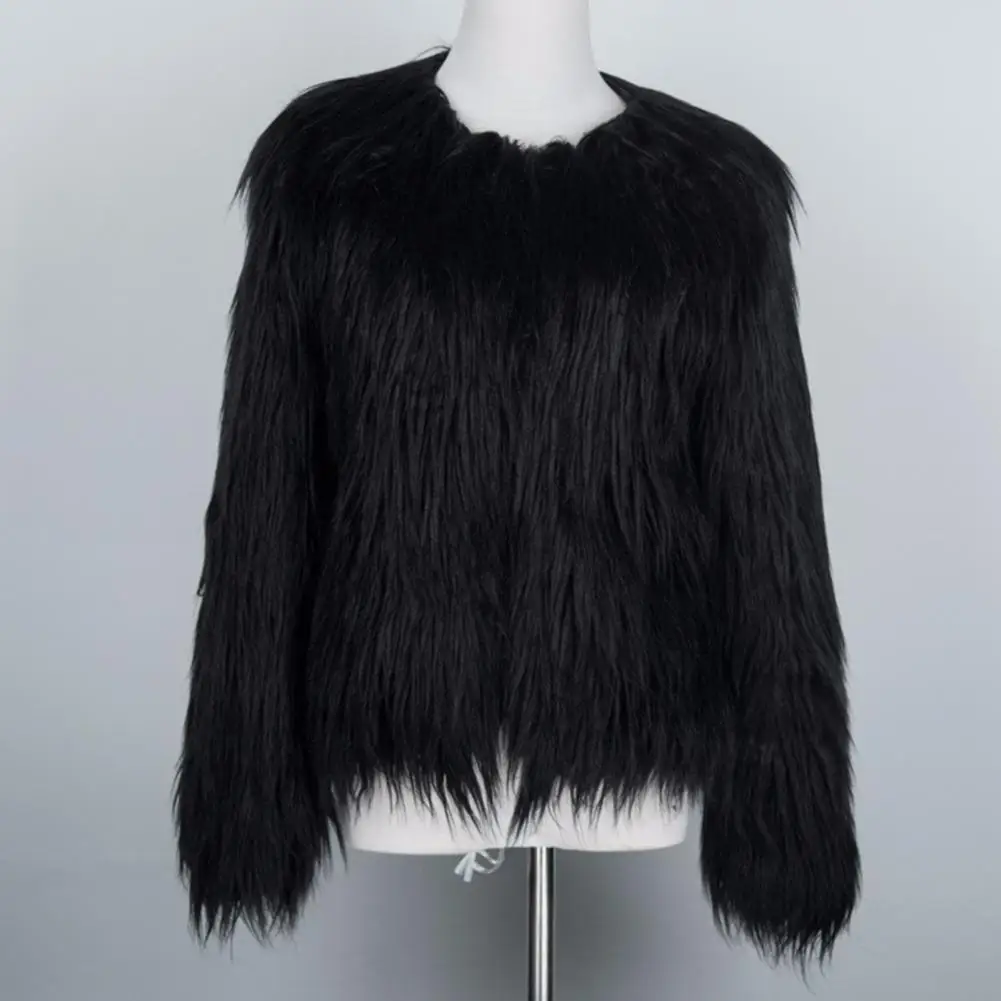 Plush Decoration Fur Jacket Imitation Fur Long Jacket Winter Warm Faux Fur Outerwear for Women Girls Long Sleeve Fluffy Coat