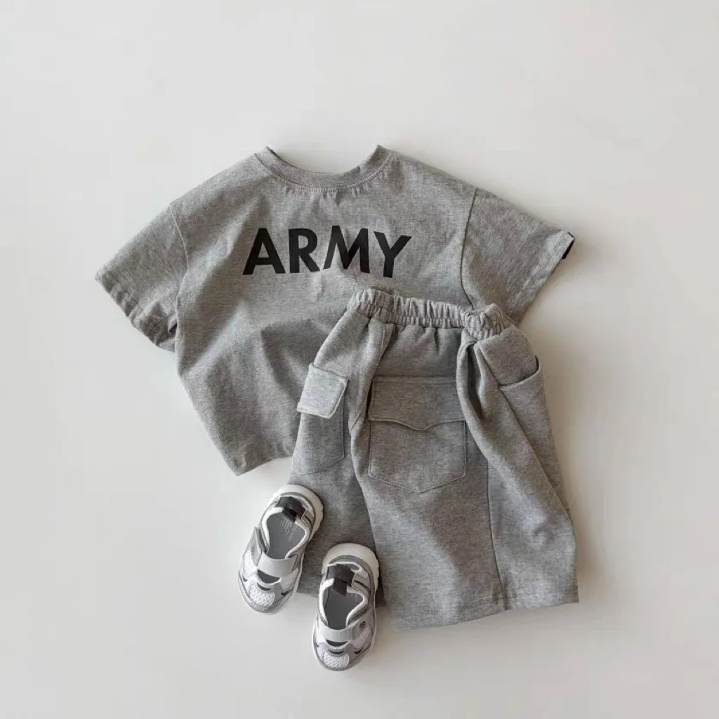 

2026 Summer Unisex Baby Short Sleeve T-Shirts Letter Printed Tops Korean Style Thin Cotton Boys And Girls Tees Toddler Clothes