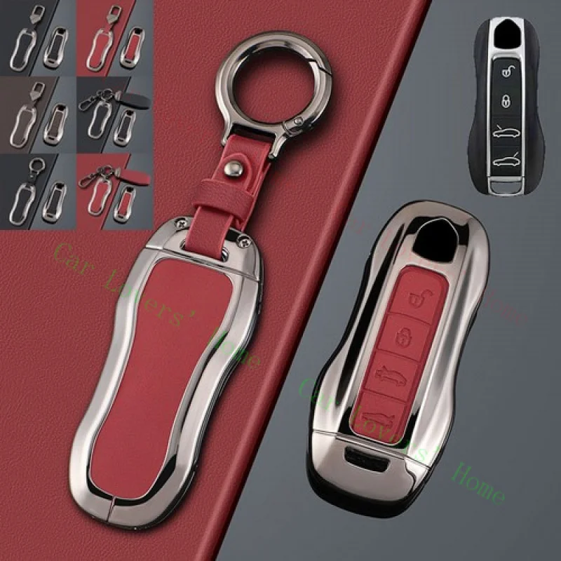 

A++Zinc Alloy Leather Car Key Case Cover For Porsche 911 Taycan Panamera Cayenne