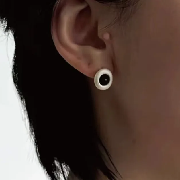 

Jenny&dave Small Tree Hole Ear Needle 925 Silver Needle Inlaid With Sandalwood Spacer Beads Jewelry Earrings Women's