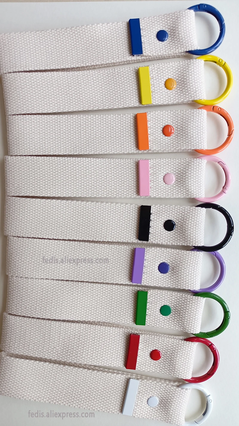 3.2CM Colorful Cotton Keychain Strap with Spring Ring Woven Key Chain Lanyards