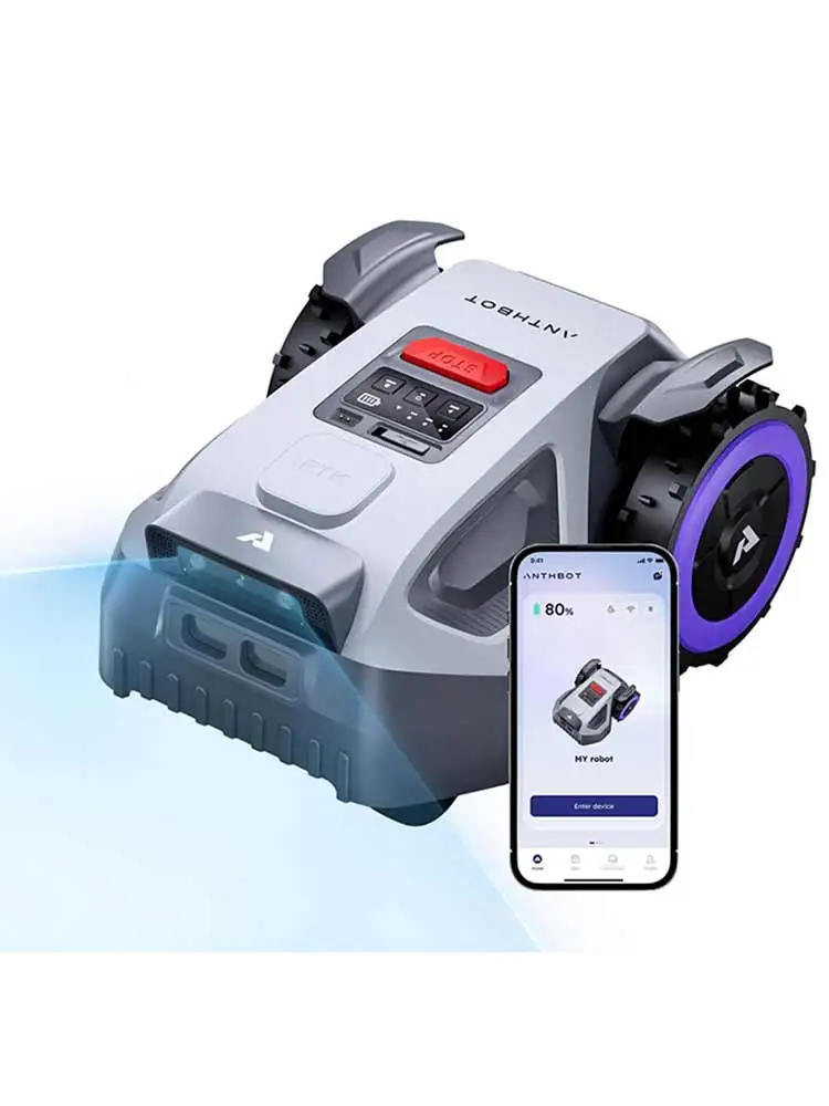 ANTHBOT M9 Robotermäher, RTK-Navigation + Dual-Vision, 4G, 5000 mAh, 150 m²/h, 24° (45 %) Steigung, Multizonenverwaltung, App-Steuerung, für Gärten bis 1200 m², kabelloser smarter Mähroboter