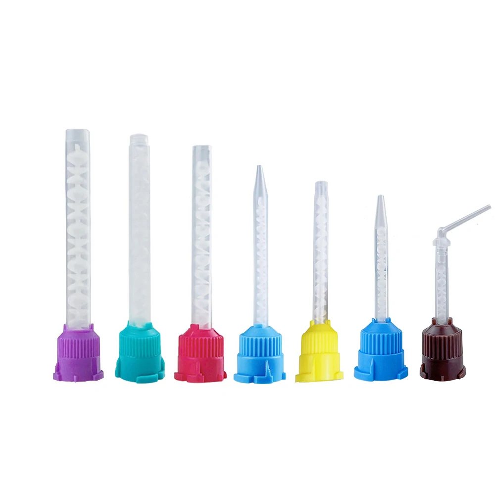 Dental Impression Nozzles Mixing Tips 1:1/10:1 Temporary Silicone Rubber Mixing Head Dispensing Gun Light Body 