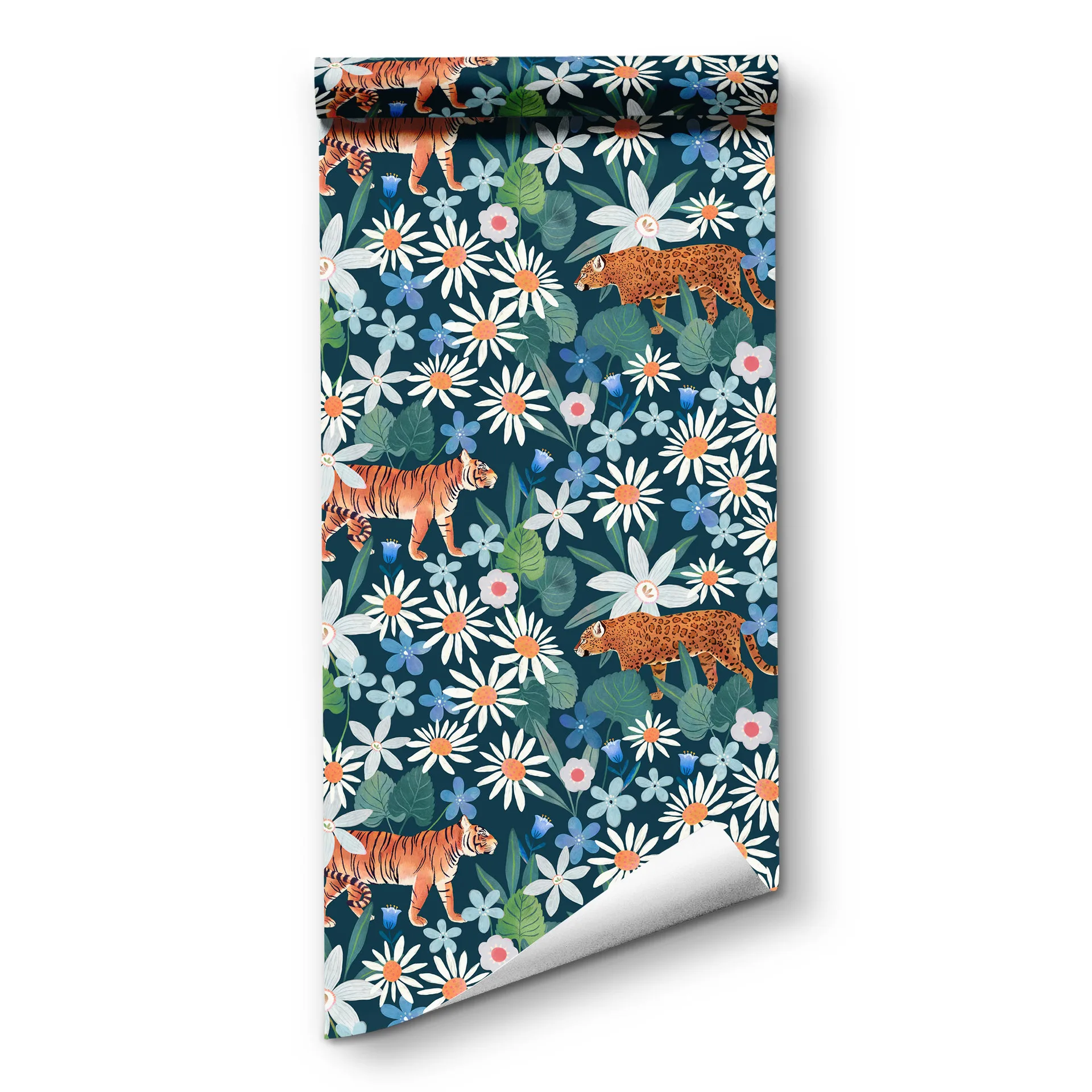 

Обои с лесным тигром для детской комнаты, самоклеящиеся обои с изображением ромашки, съемная виниловая контактная бумага для стены шкафа