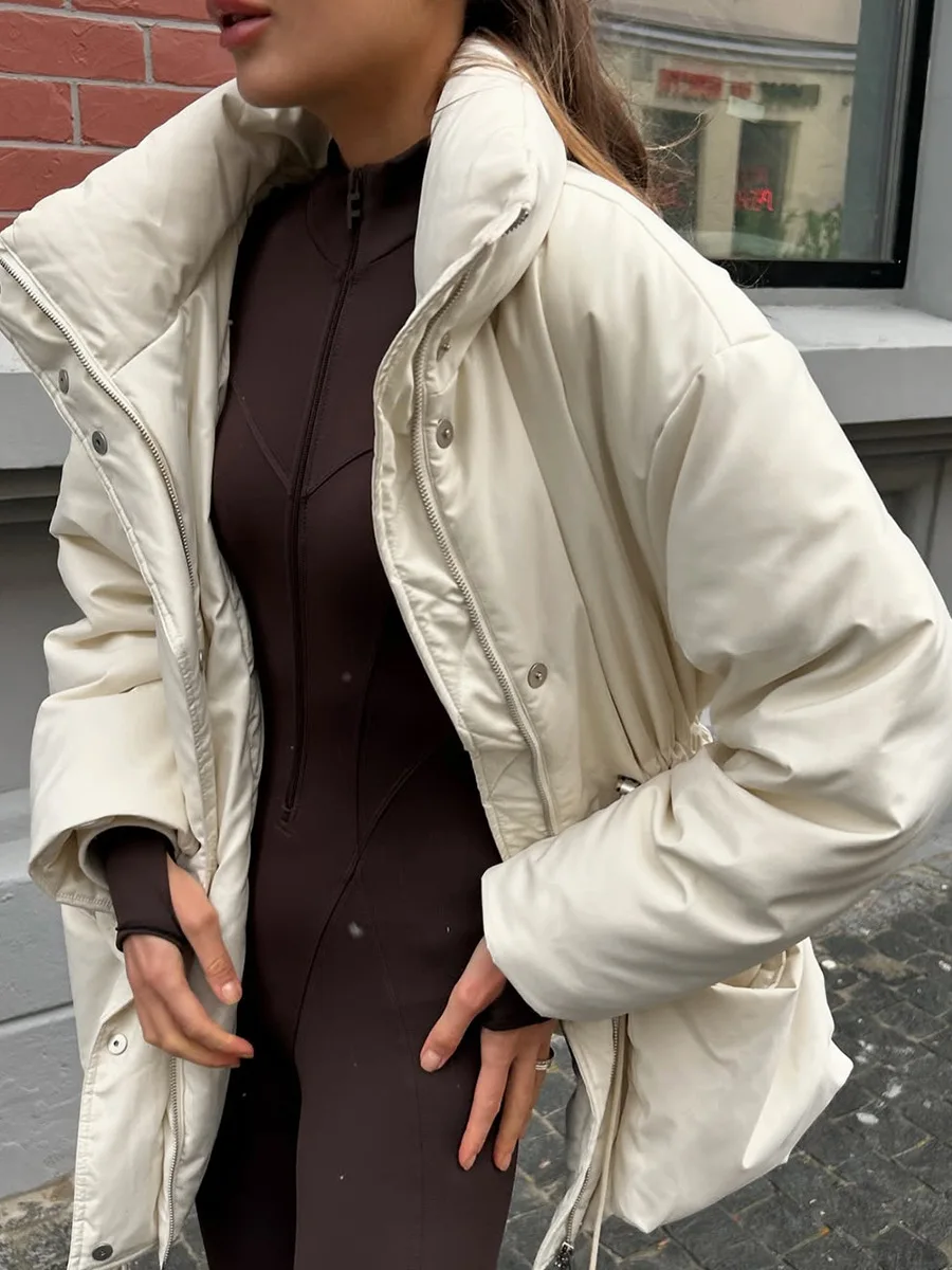 เสื้อโค้ทผ้าฝ้ายทรงเข้ารูปอินเทรนด์สำหรับผู้หญิง แบรนด์ Bornladies พร้อมเชือกผูกเอว แฟชั่นฤดูหนาวใหม่ เสื้อแจ็คเก็ตผ้าฝ้ายสำหรับใส่ด้านนอก