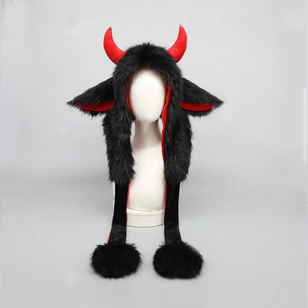 

Outdoor Fluffy Yak Ear Cap Animal Ear Plush Hat Windproof Ear Protection DIY Lace-up Animal Party Cosplay Hooded Earflap Hat