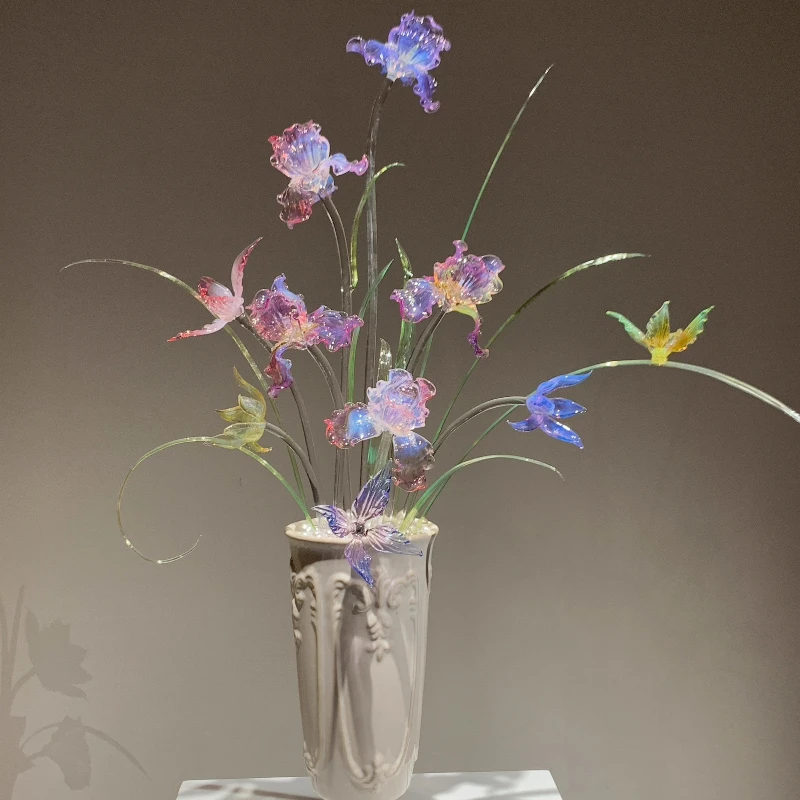 

Handmade glazed flower ornament Iris French light luxury modern style gift