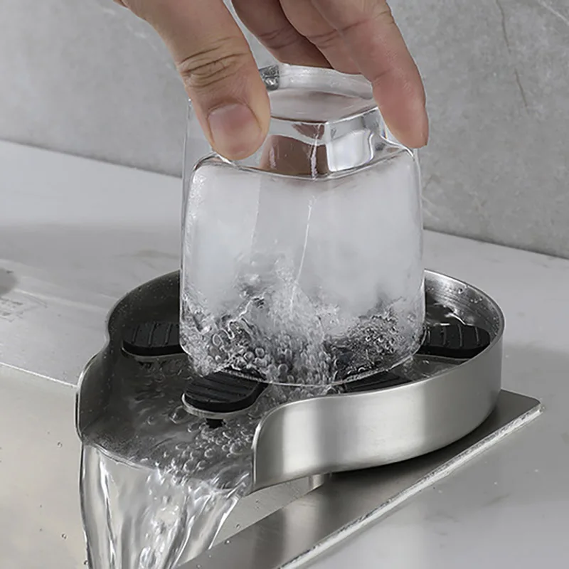 Glass Rinser Cleaning Stainless Steel Automatic Cup Washer Faucet for Kitchen Sink