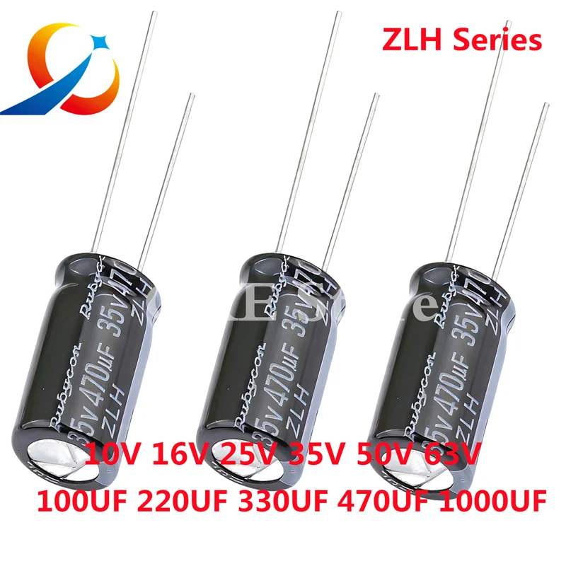 10pcs ZLH 10V 16V 25V 35V 50V 63V 100V 10UF 22UF 47UF 100UF 220UF 330UF 470UF 1000UF Rubycon Electrolytic Capacitor  NEW