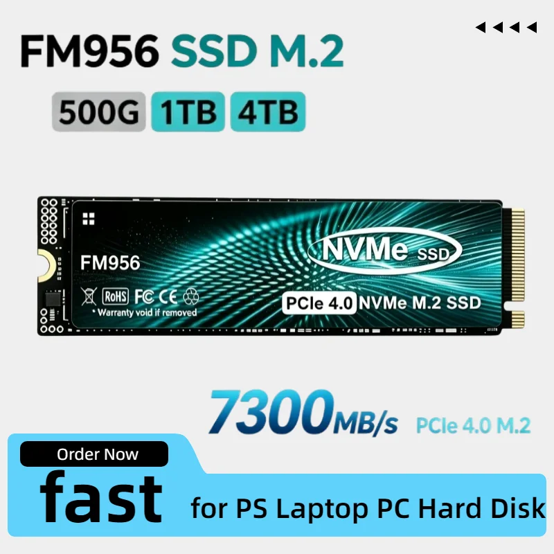 FM956 SSD M.2 NVMe Internal Solid State Drive High Speed 7300MB/s PCIe 4.0 Gaming Drive Works for PS 5 Laptop PC Hard Disk
