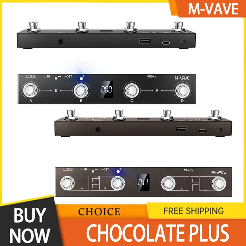 M-VAVE Chocolate Plus Wireless MIDI Controller Pro Keyboard 4 Buttons Foot Switch Supports MIDI Host Interface Control Function