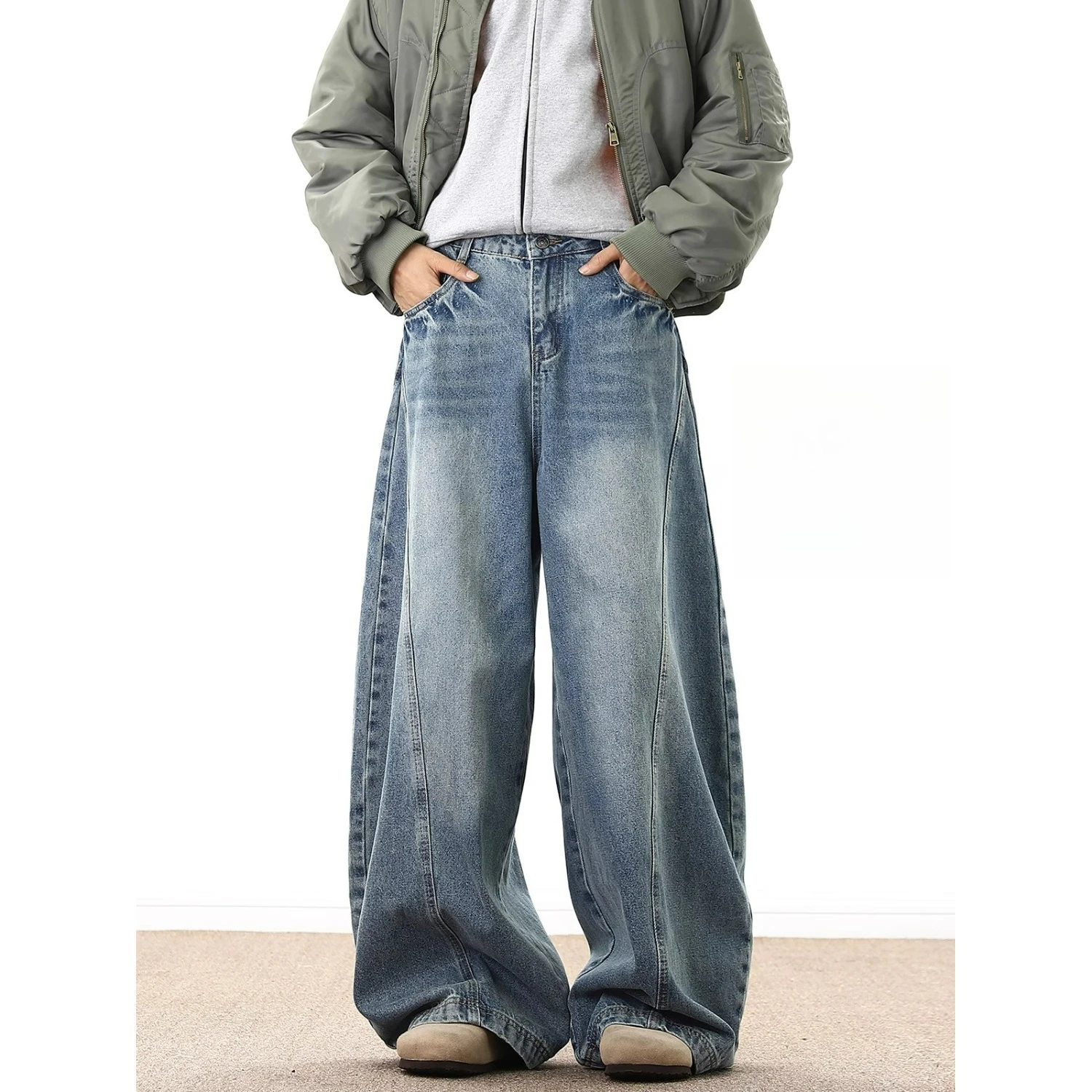 

Japan Korean Fashion Wide Leg Loose Fit Jeans Vintage Casual Streetwear Men Oversized Baggy Denim Pant Y2k Men Clothing