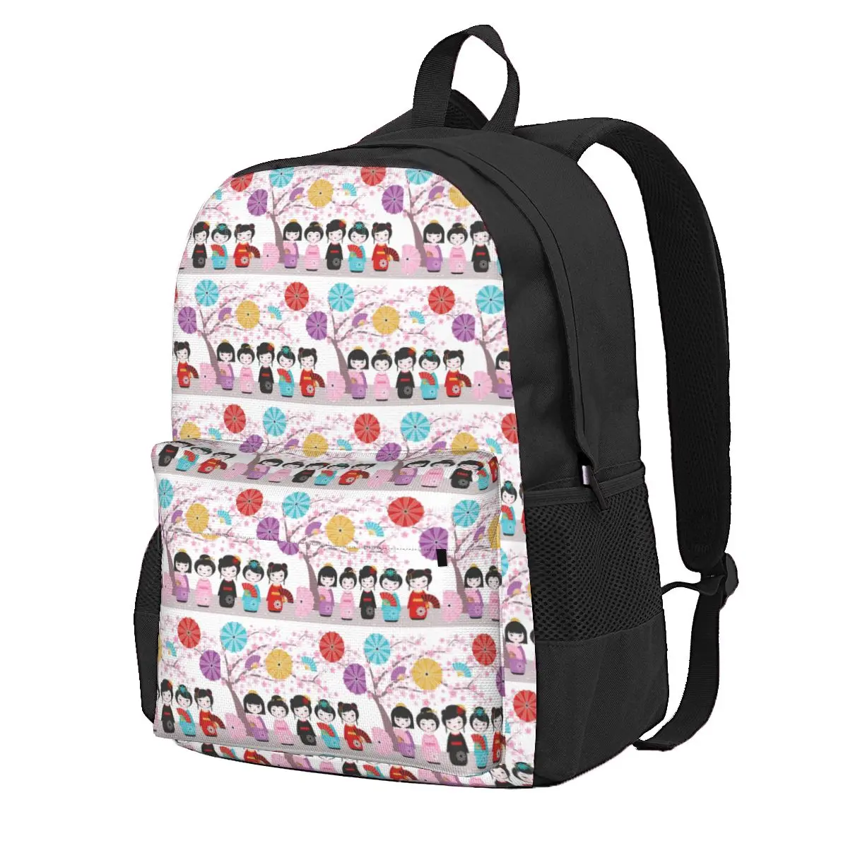 

Japanese Kokeshi Dolls Student Backpack School Bag Hiking Travel Daypack for Men Women Fashion Bookbag Shoulder Bags