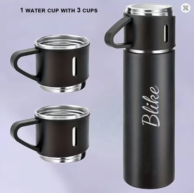 Personalized Laser UV Iamge Text Thermos Bottle 500ml/17oz with Lifting Ear Insulation Stainless Steel Elastic Lid Water Bottle