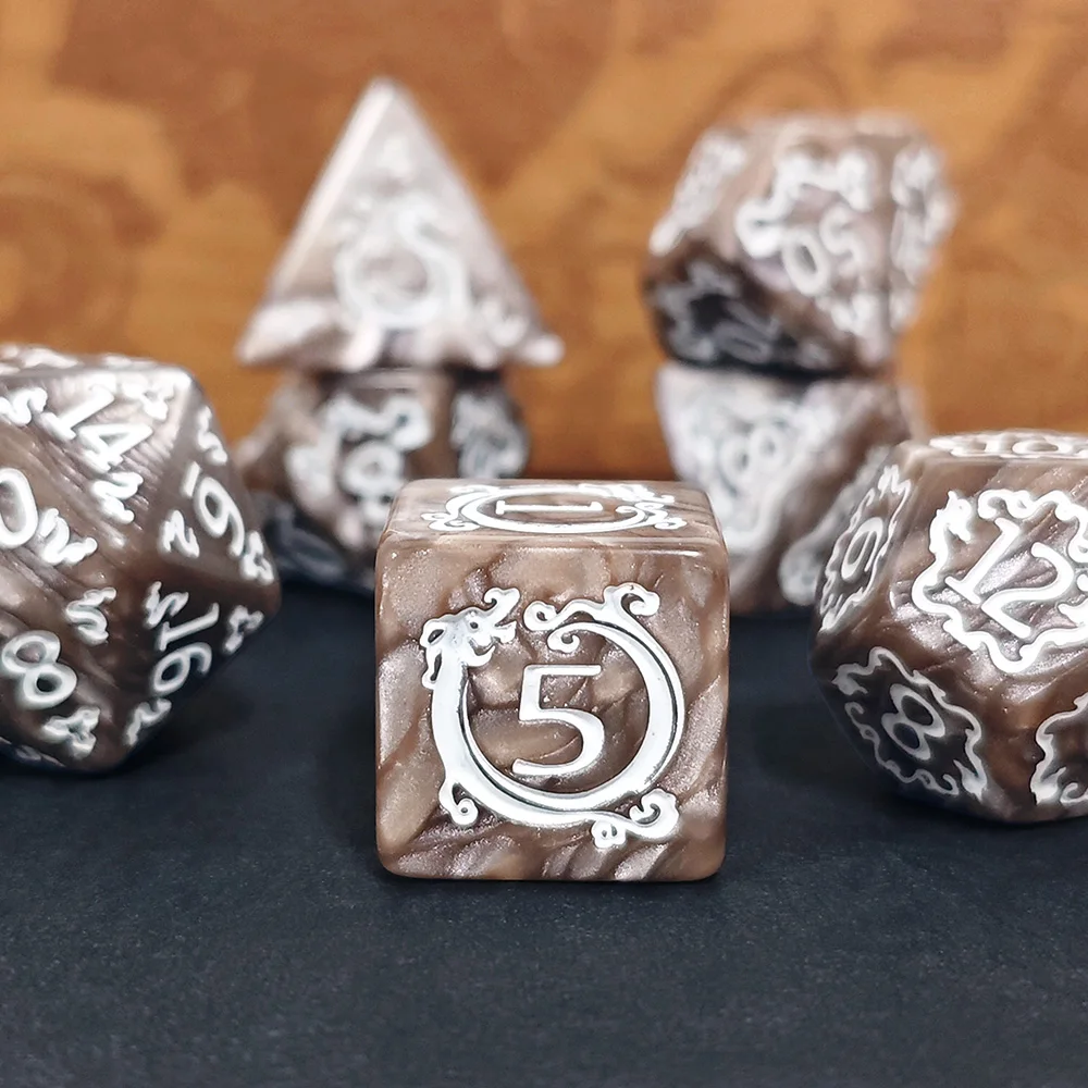 DND النرد 7 قطعة/المجموعة التنين نمط النردات متعددة السطوح لعب الأدوار D & D TRPG مجلس لعبة النرد كهدية الترفيه الملحقات #2