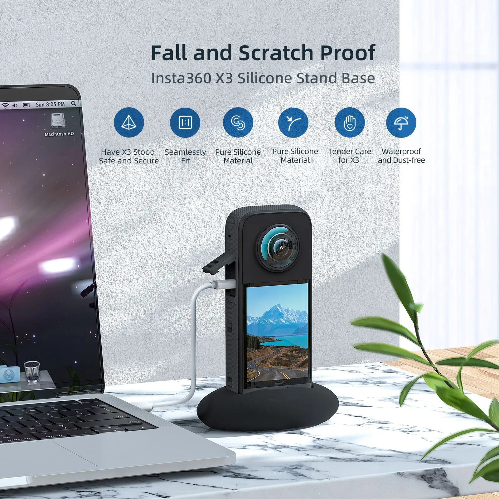 ل Insta360 X3 عمل كاميرا سيليكون حامل قاعدة سطح المكتب حماية تستقيم قاعدة حامل جبل ل Insta360 X3 ملحقات الكاميرا