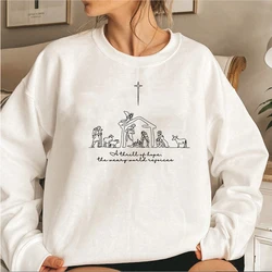 A Thrill of Hope The Weary World Rejoices Sweatshirt Christian Christmas Sweatshirt Nativity Scene Sweater Jesus Hoodies Top