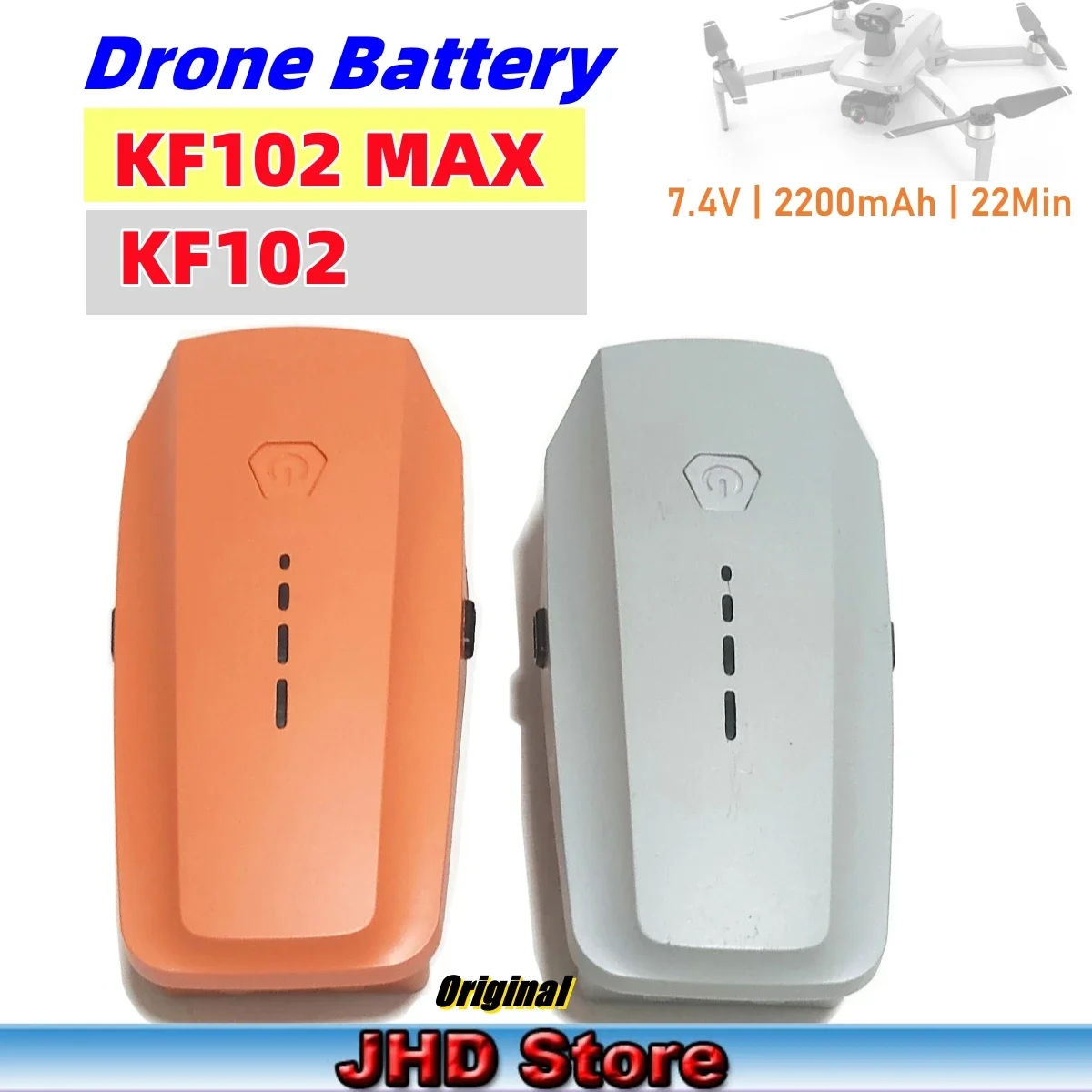 JHD Wholesale KF102 MAX Battery Orange For KF102 Drone 7.4V 2200mAh Original Drone Battery KF102 MAX  Accessories Parts