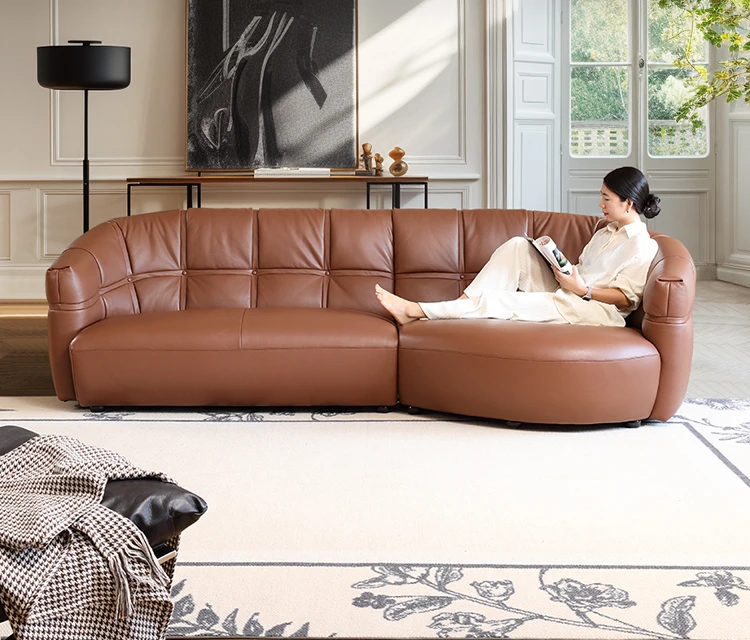 French retro style Maillard puff sofa