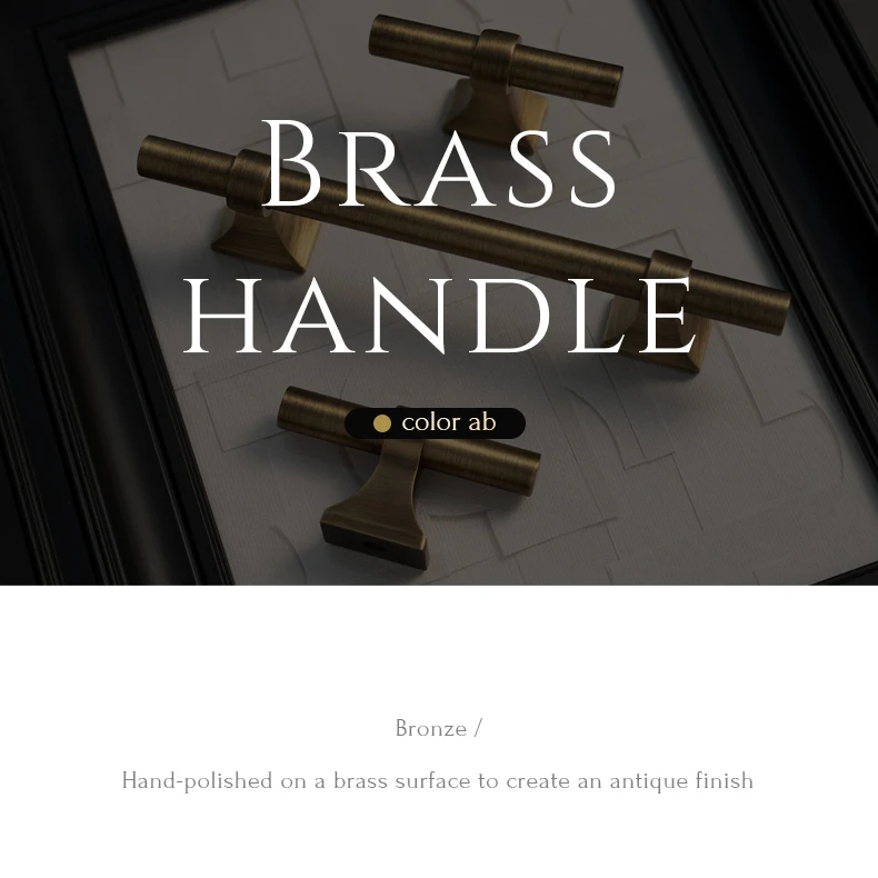 Antique brass drawer handle and T knob — supplier illustration 1