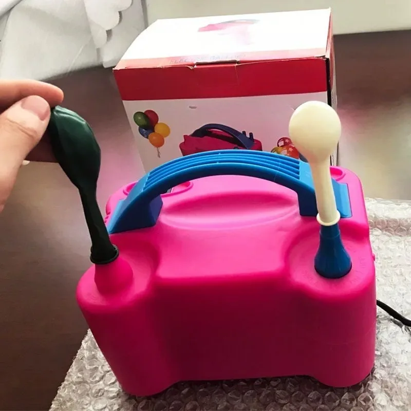 Electric Long Bar Balloon Inflator Pump Pink Portable Balloon Inflating Machine