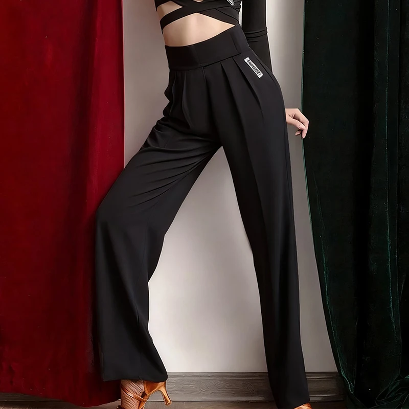 

New Black Latin Dance Trousers Female Rumba Cha Cha Ballroom Dance Practice Clothing Women Latin Dance Performance Pants BL17130