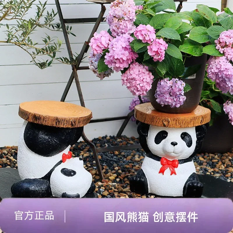 Xia Ji Story Cute Panda Stool Entrance Shoe Change Stool Guofeng Creative Personality Home Decoration Ornament Tide