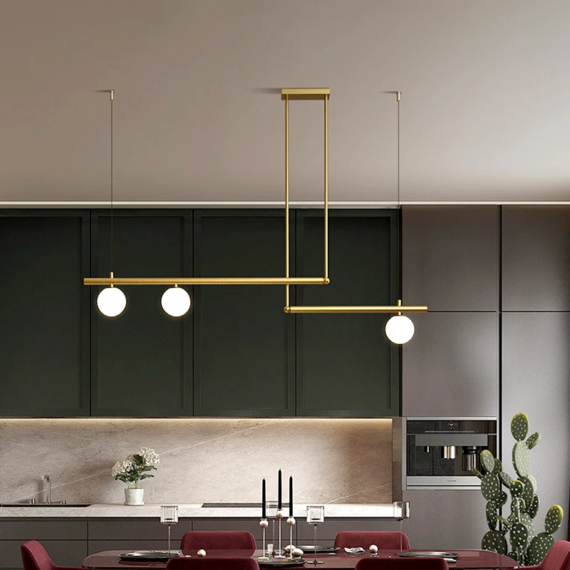 Hanging Lamp for Home LED Modern Minimalist Living Room Chandelier Simple Linear Restaurant Pendant Light Nordic Creative Shop