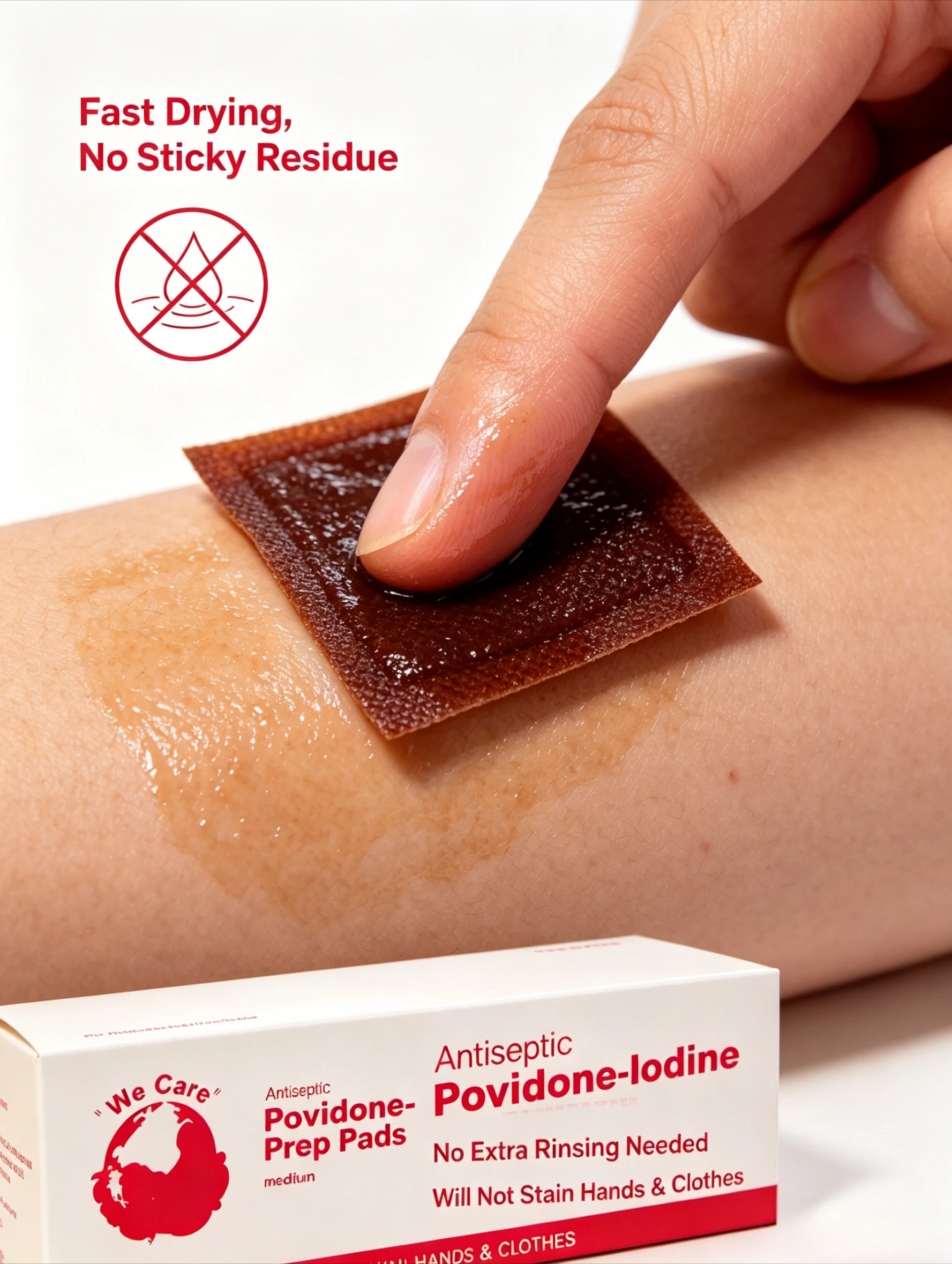 Povidone-Iodine Wipes, Sterilize and Clean the Wound When Piercing Ears, Individually Wrapped for Convenient Carrying and Storag