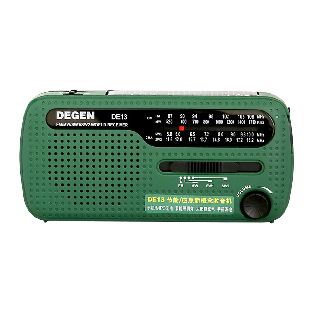 

DEGEN DE13 Flashlight FM Sun Alarm Clock Radio Can Power Your Phone Emergency Radio Portable FM MW SW Crank Radio Receiver