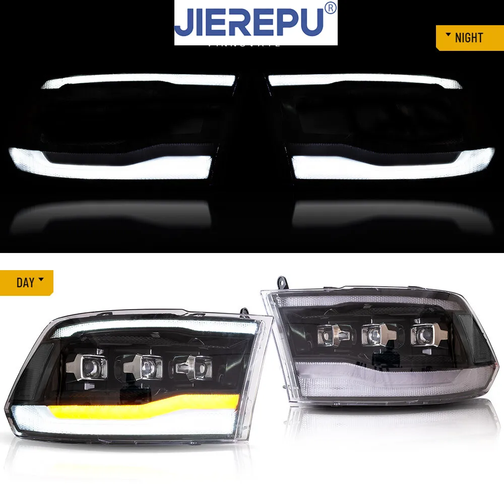 

2 шт., прозрачный отражатель, полностью светодиодные фары в сборе для Ram 1500/1500 Classic/2500/3500 2008-2019, аксессуары для автомобильных фар