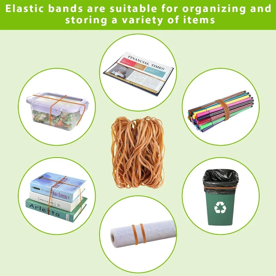 60 Pcs Large Rubber Bands Heavy Duty Big Rubberband ROOKEA 8 x 0.16 Inch Trash Can Elastic Band for File Folders School Office