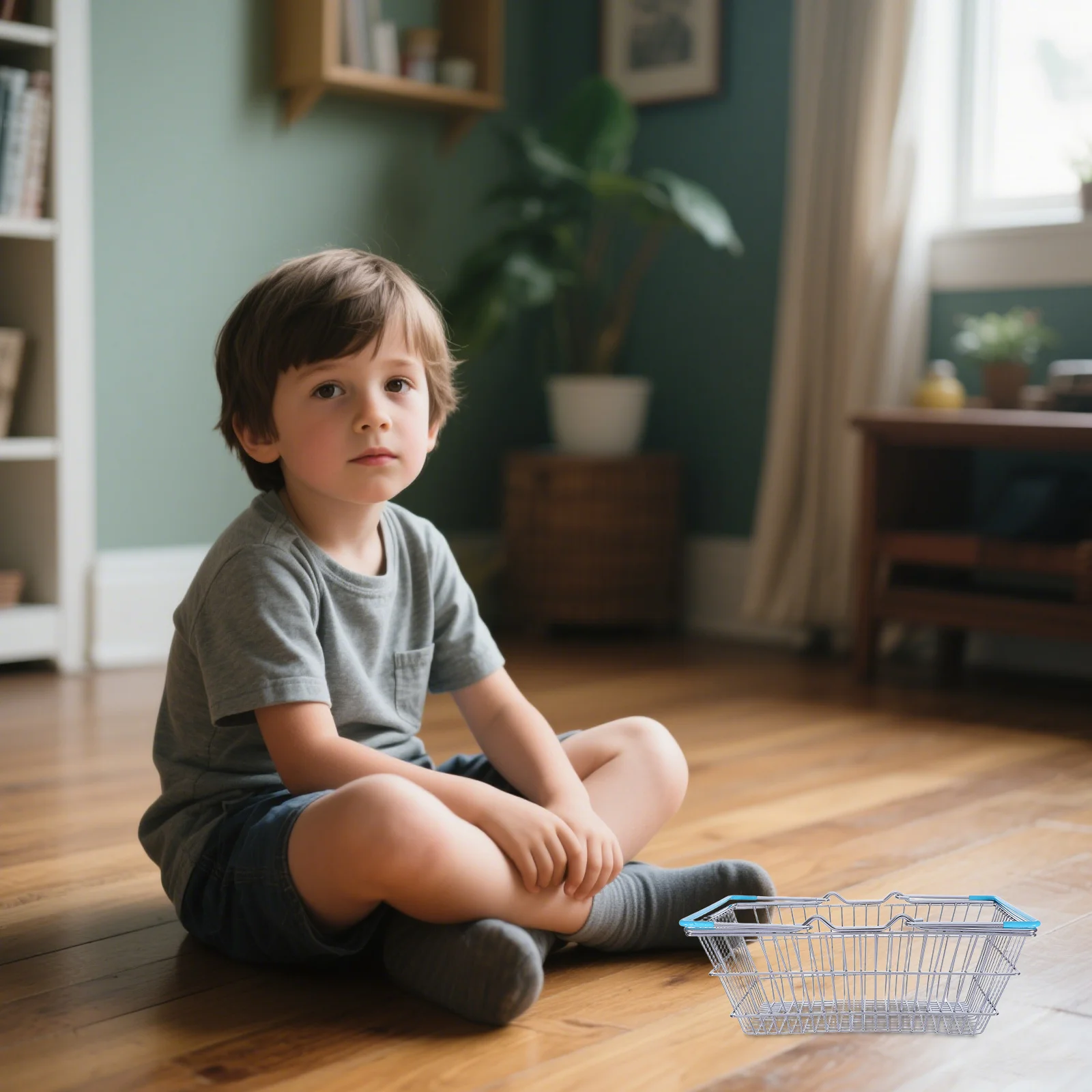 Mini Shopping Basket For Kids Multifunctional Iron Wire Storage Cart Play Grocery Handheld Metal Basket Dollhouse Party Favor