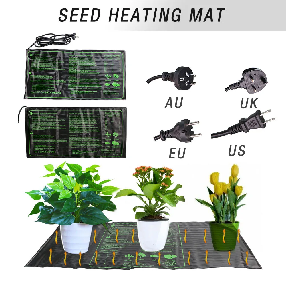 

Seed Heating Pad Wateroof Plant Growth Germination Propagation Starter AU/UK/EU/US Plug Warm Heat Mat Garden Suppliers 4 Sizes