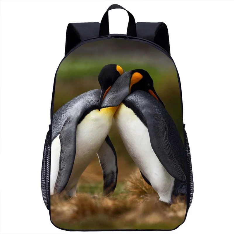 Mochila con patrón de pingüino para niñas y niños, bolso escolar con estampado 3D, mochila informal de moda para adolescentes, mochila de almacenamiento diario