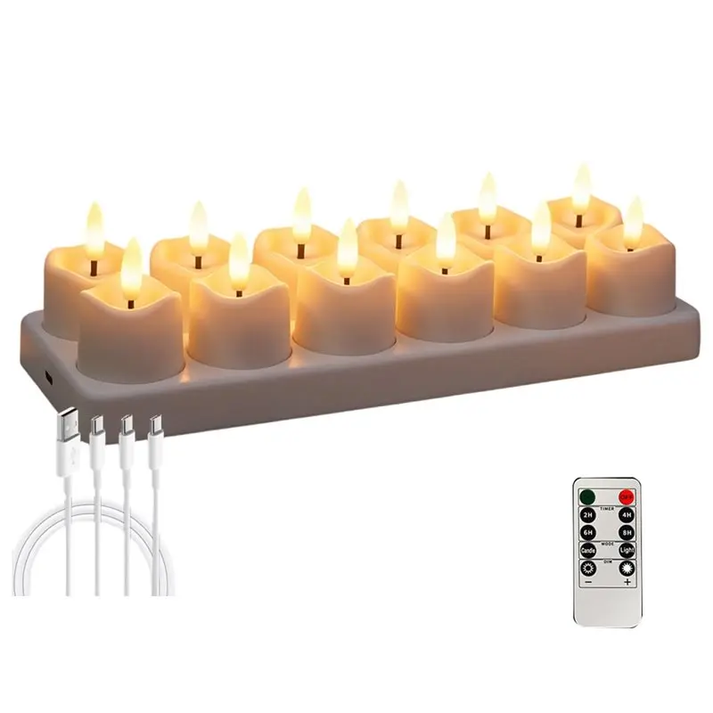 M11K-For Weddings Parties Gatherings 8/12PCS LED Tea Light Candles Rechargeable Flameless Candles Electronic Candle Lamp