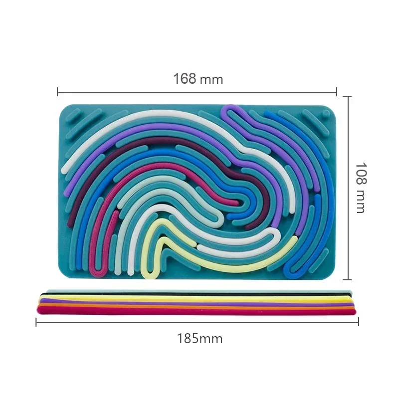 Sensory Activity Board for Kids Busy Board Motor Skills Montessori Toy Relaxing Stress Colored Silicone Rod Travel Toy Gifts - view 4
